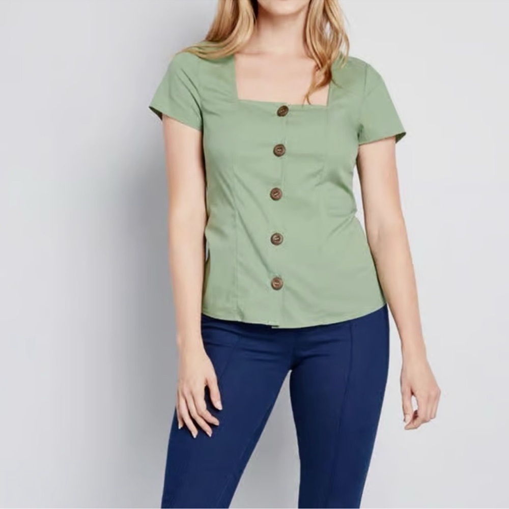 New ModCloth Cottage Curation Square Neck Top